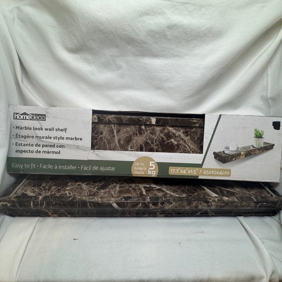 Homedeco Decorative Wall Shelf Marble Look Brown 17" x 4" x 1.5" set of 2 - Picture 5 of 6